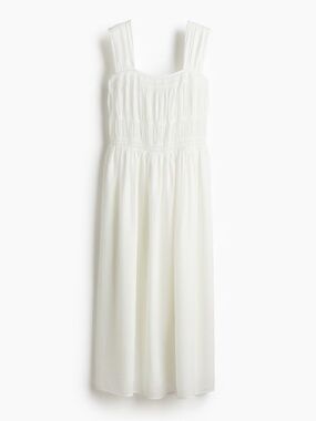 H&M Tan Smocked-bodice Dress